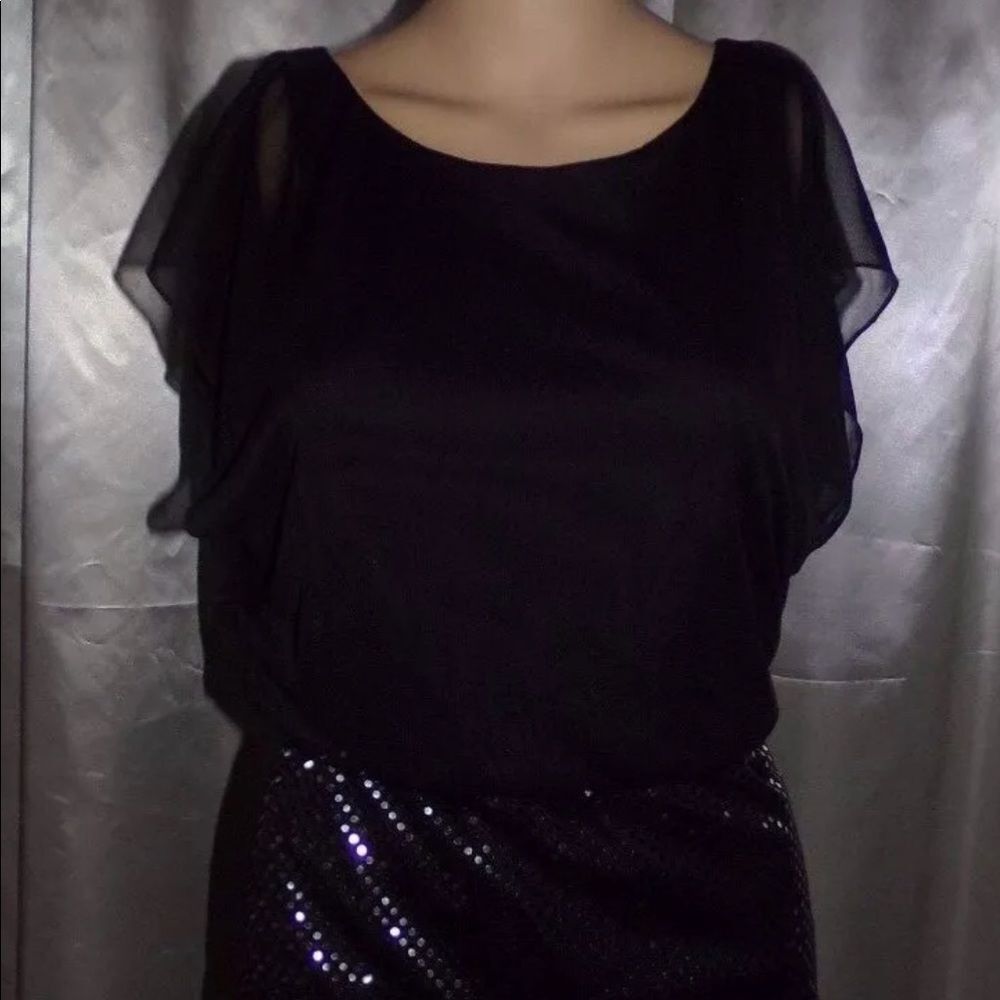 Ruby Rox Black Sheer Sequined cocktail Dress sz.S